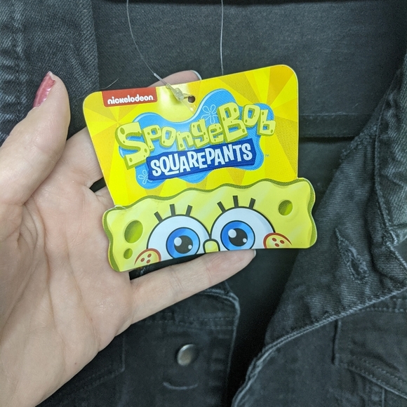 Nickelodeon Sponge Bob Unisex Black Jean Jacket L - Picture 3 of 8